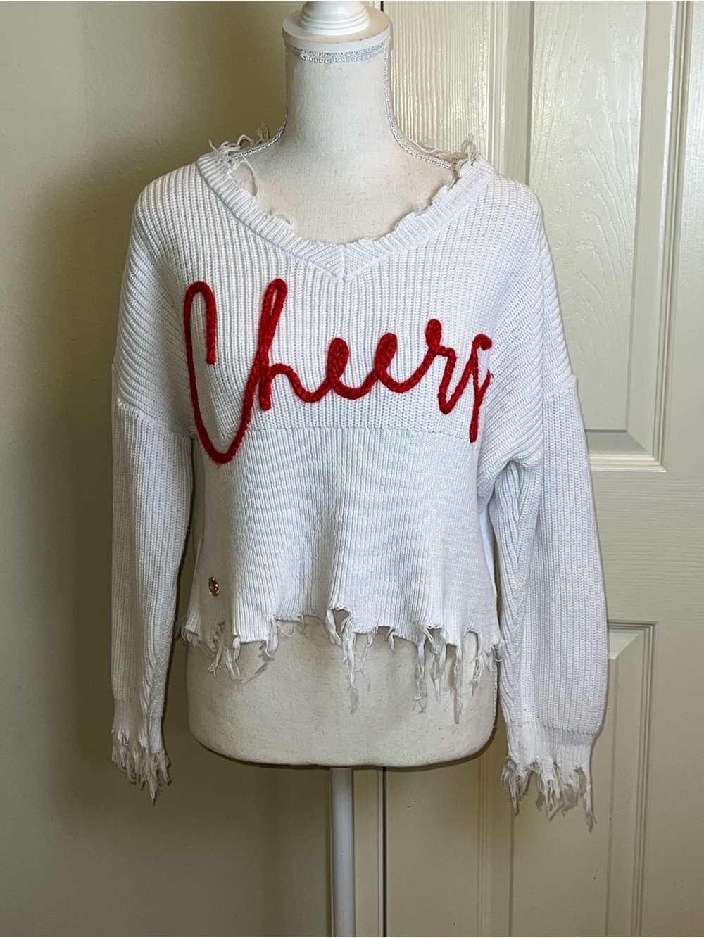 SIMPLY SOUTHERN “Cheers” Distressed Sweater